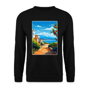 Elafonisos Griechenland Reise Poster Souvenir Farbe WPA - Unisex Pullover - Schwarz - Vorne - Alina (178cm) & Michal (187cm)