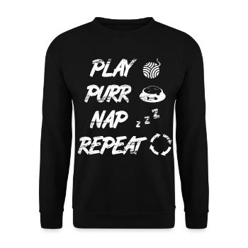 Routine quotidienne du chat - Sweat-shirt Unisexe - noir - Devant - Alina (178cm) & Michal (187cm)