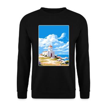Délos Grèce Affiche de voyage Souvenir Carte Postale Peinture - Sweat-shirt Unisexe - noir - Devant - Alina (178cm) & Michal (187cm)