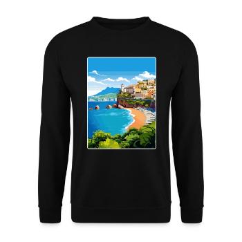 Amalfi Italie Affiche de voyage Peinture de carte postale souvenir - Sweat-shirt Unisexe - noir - Devant - Alina (178cm) & Michal (187cm)