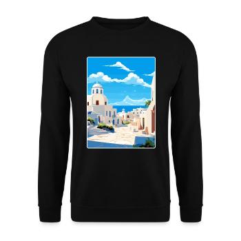 Kos Griechenland Reise Poster Souvenir Postkarte Farbe - Unisex Pullover - Schwarz - Vorne - Alina (178cm) & Michal (187cm)