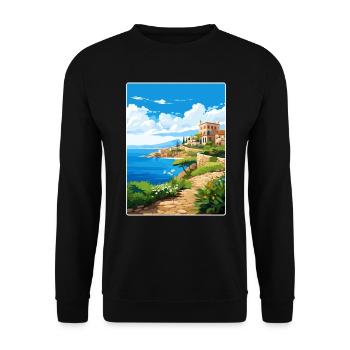 Heraklion Greece Travel Poster Souvenir Paint WPA - Unisex Sweatshirt - black - Front - Alina (178cm) & Michal (187cm)