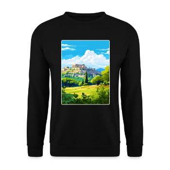 Athen Griechenland Reise Poster Souvenir Malerei WPA - Unisex Pullover - Schwarz - Vorne - Alina (178cm) & Michal (187cm)
