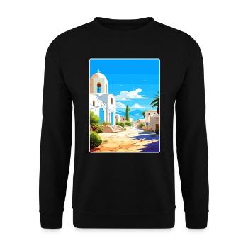 Kos Griechenland Reise Poster Souvenir Postkarte Farbe - Unisex Pullover - Schwarz - Vorne - Alina (178cm) & Michal (187cm)