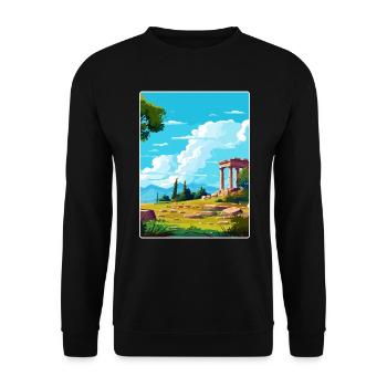 Ancient Greece Travel Poster Souvenir WPA - Unisex Sweatshirt - black - Front - Alina (178cm) & Michal (187cm)