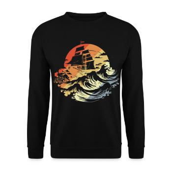 Sailing Vintage Look - Unisex Sweatshirt - black - Front - Alina (178cm) & Michal (187cm)