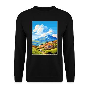 Berg Vardousia Griechenland Reiseposter Souvenir WPA - Unisex Pullover - Schwarz - Vorne - Alina (178cm) & Michal (187cm)