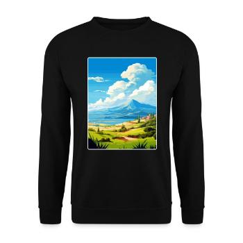 Mont Dirfi Grèce Affiche de voyage Peinture Souvenir WP - Sweat-shirt Unisexe - noir - Devant - Alina (178cm) & Michal (187cm)