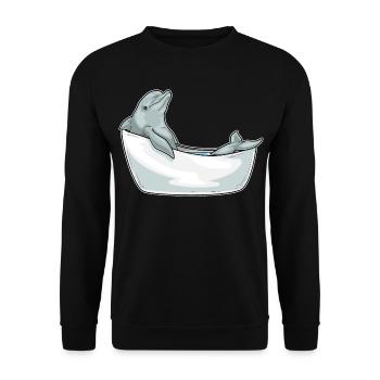 Dolphin Bathing Bathtub - Unisex Sweatshirt - black - Front - Alina (178cm) & Michal (187cm)