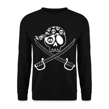 Pirate Skull (White) - Unisex Sweatshirt - black - Front - Alina (178cm) & Michal (187cm)