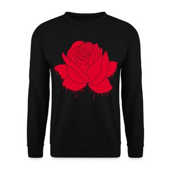 Graffiti einer roten Rose - Unisex Pullover - Schwarz - Vorne - Alina (178cm) & Michal (187cm)