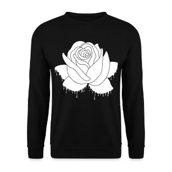 Graffiti einer weißen Rose - Unisex Pullover - Schwarz - Vorne - Alina (178cm) & Michal (187cm)