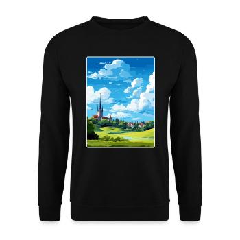 Hunsrück Allemagne Affiche de voyage Peinture souvenir WPA - Sweat-shirt Unisexe - noir - Devant - Alina (178cm) & Michal (187cm)