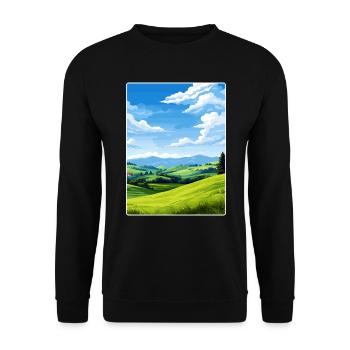 Sauerland Germany Travel Poster Souvenir Paint WPA - Unisex Sweatshirt - black - Front - Alina (178cm) & Michal (187cm)