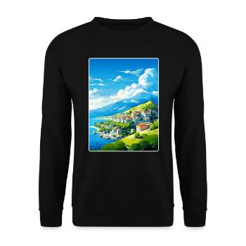 Mont Pélion Grèce Affiche de voyage vintage Souvenir - Sweat-shirt Unisexe - noir - Devant - Alina (178cm) & Michal (187cm)