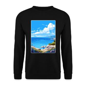 Saronische Inseln Griechenland Reiseposter Souvenir WPA - Unisex Pullover - Schwarz - Vorne - Alina (178cm) & Michal (187cm)