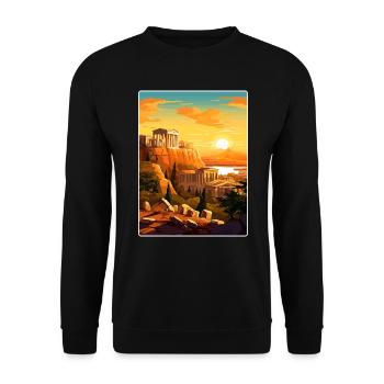 Athènes Grèce Voyage Affiche Peinture Souvenir WPA - Sweat-shirt Unisexe - noir - Devant - Alina (178cm) & Michal (187cm)