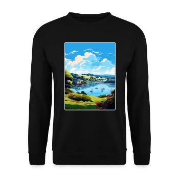 Helford River England Reiseposter Souvenir WPA - Unisex Pullover - Schwarz - Vorne - Alina (178cm) & Michal (187cm)
