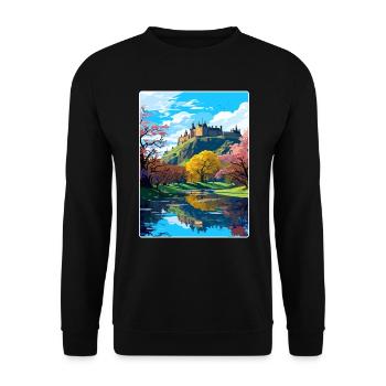 Édimbourg Ecosse Affiche de voyage Souvenir Paint WP - Sweat-shirt Unisexe - noir - Devant - Alina (178cm) & Michal (187cm)