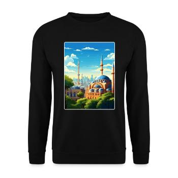 Istanbul Türkei Reise Poster Souvenir Farbe WPA - Unisex Pullover - Schwarz - Vorne - Alina (178cm) & Michal (187cm)