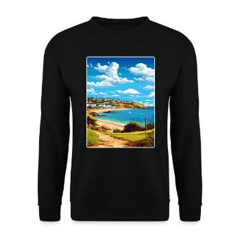 Carbis Bay Cornwall England Travel Poster Souvenir - Unisex Sweatshirt - black - Front - Alina (178cm) & Michal (187cm)