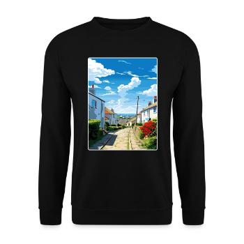 Helston England Reise Poster Souvenir Farbe WPA - Unisex Pullover - Schwarz - Vorne - Alina (178cm) & Michal (187cm)
