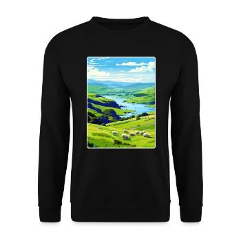 Lake District United Kingdom Travel Poster Card - Unisex Sweatshirt - black - Front - Alina (178cm) & Michal (187cm)