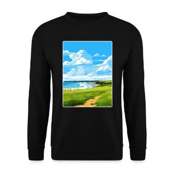 Bude Cornwall England Travel Poster Souvenir WPA - Unisex Sweatshirt - black - Front - Alina (178cm) & Michal (187cm)