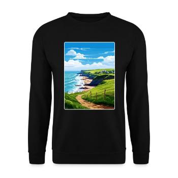Crackington Haven Cornwall England Travel Poster - Unisex Sweatshirt - black - Front - Alina (178cm) & Michal (187cm)