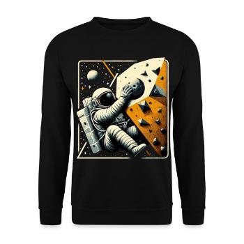 Bouldern Astronaut Raumfahrer Geschenk - Unisex Pullover - Schwarz - Vorne - Alina (178cm) & Michal (187cm)