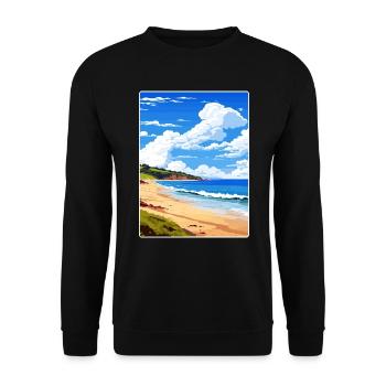 Maenporth Cornwall England Travel Poster Souvenir - Unisex Sweatshirt - black - Front - Alina (178cm) & Michal (187cm)