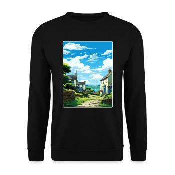 Feock England Reise Poster Souvenir Malerei WPA - Unisex Pullover - Schwarz - Vorne - Alina (178cm) & Michal (187cm)