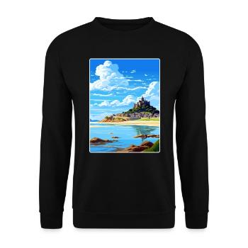 Marazion Cornwall England Travel Poster Souvenir - Unisex Sweatshirt - black - Front - Alina (178cm) & Michal (187cm)