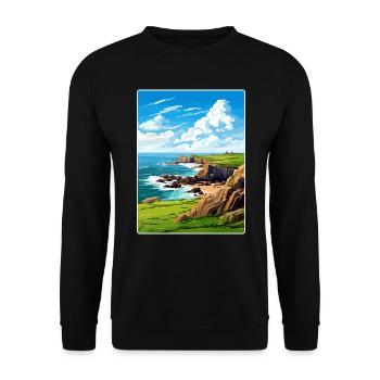 Lands End Cornwall England Travel Poster Souvenir - Unisex Sweatshirt - black - Front - Alina (178cm) & Michal (187cm)