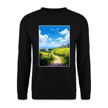 Lamorna Cornwall England Travel Poster Souvenir - Unisex Sweatshirt - black - Front - Alina (178cm) & Michal (187cm)