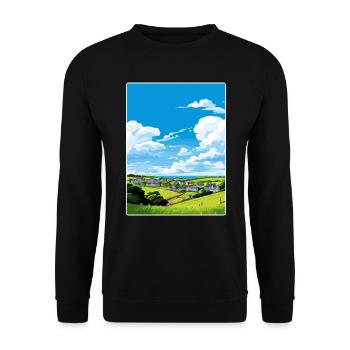 Crantock Cornwall England Travel Poster Souvenir - Unisex Sweatshirt - black - Front - Alina (178cm) & Michal (187cm)