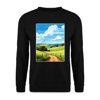 Lerryn Cornwall England Travel Poster Souvenir WPA - Unisex Sweatshirt - black - Front - Alina (178cm) & Michal (187cm)