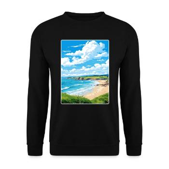 Maenporth Cornwall England Travel Poster Souvenir - Unisex Sweatshirt - black - Front - Alina (178cm) & Michal (187cm)