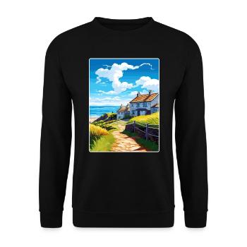 Gorran Haven Angleterre Affiche de voyage Souvenir WPA - Sweat-shirt Unisexe - noir - Devant - Alina (178cm) & Michal (187cm)