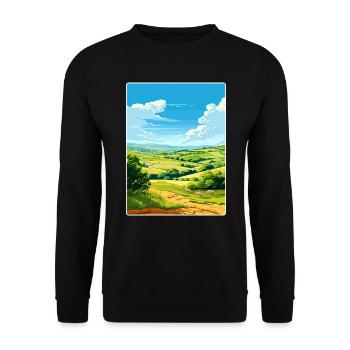 Camel Valley Cornwall England Travel Poster Card - Unisex Sweatshirt - black - Front - Alina (178cm) & Michal (187cm)