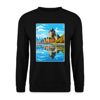 Québec Canada Affiche de voyage Peinture Souvenir WP - Sweat-shirt Unisexe - noir - Devant - Alina (178cm) & Michal (187cm)