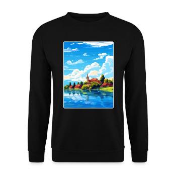 Lac de Constance, Allemagne, Affiche de voyage européen, WPA - Sweat-shirt Unisexe - noir - Devant - Alina (178cm) & Michal (187cm)