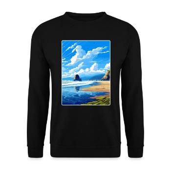 Cannon Beach Oregon Affiche de voyage vintage souvenir - Sweat-shirt Unisexe - noir - Devant - Alina (178cm) & Michal (187cm)