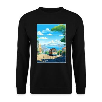 San Francisco Golden Gate California Travel Poster - Unisex Sweatshirt - black - Front - Alina (178cm) & Michal (187cm)
