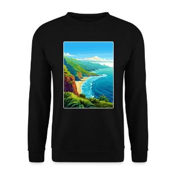 Na Pali Coast Hawaii Voyage Poster Souvenir WPA - Sweat-shirt Unisexe - noir - Devant - Alina (178cm) & Michal (187cm)