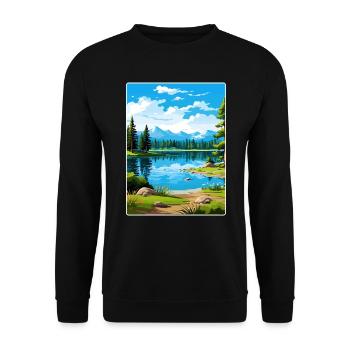 Big Bear Lake California Travel Poster Souvenir - Unisex Sweatshirt - black - Front - Alina (178cm) & Michal (187cm)