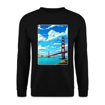 San Francisco Golden Gate California Travel Poster - Unisex Sweatshirt - black - Front - Alina (178cm) & Michal (187cm)