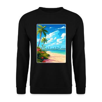 Miami Florida Travel Poster Souvenir Painting WPA - Unisex Sweatshirt - black - Front - Alina (178cm) & Michal (187cm)