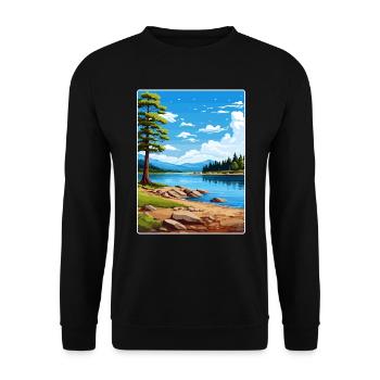 Big Bear Lake California Travel Poster Souvenir - Unisex Sweatshirt - black - Front - Alina (178cm) & Michal (187cm)