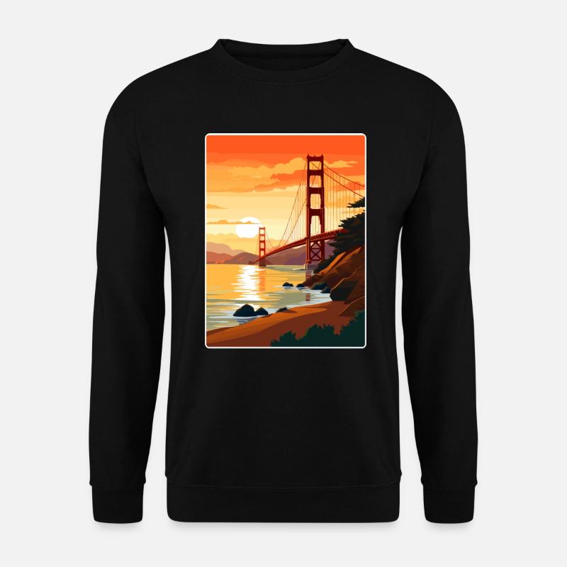 San Francisco Golden Gate Kalifornien Reiseposter - Unisex Pullover - Schwarz